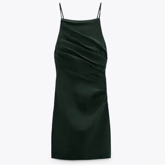 ZARA Draped Linen Blend Dress - Picture 3 of 6